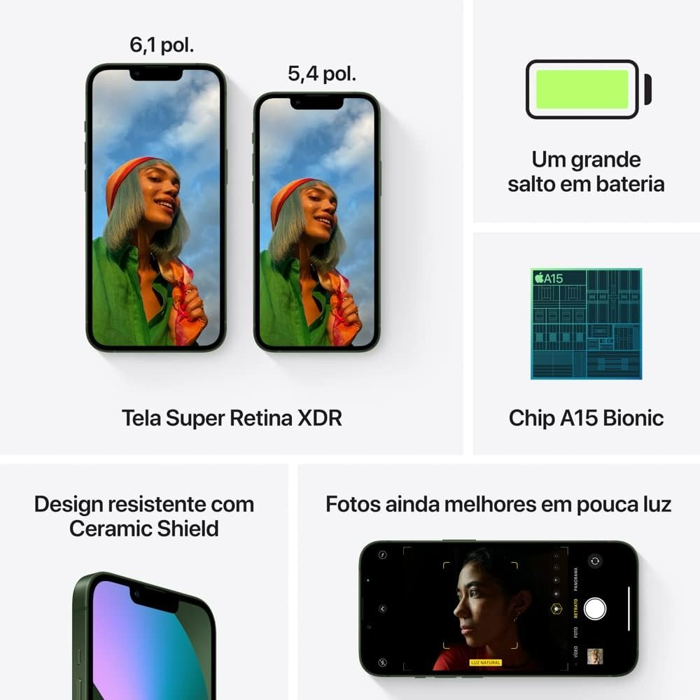 Iphone 13 128GB Verde (Chip físico e virtual) - Lacrado com garantia de 1 ano pela Apple