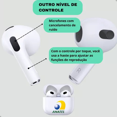 Fone de Ouvido Bluetooth  Airpods Gold Sem Fio 3°geração Premium FN-BA10 Anatel